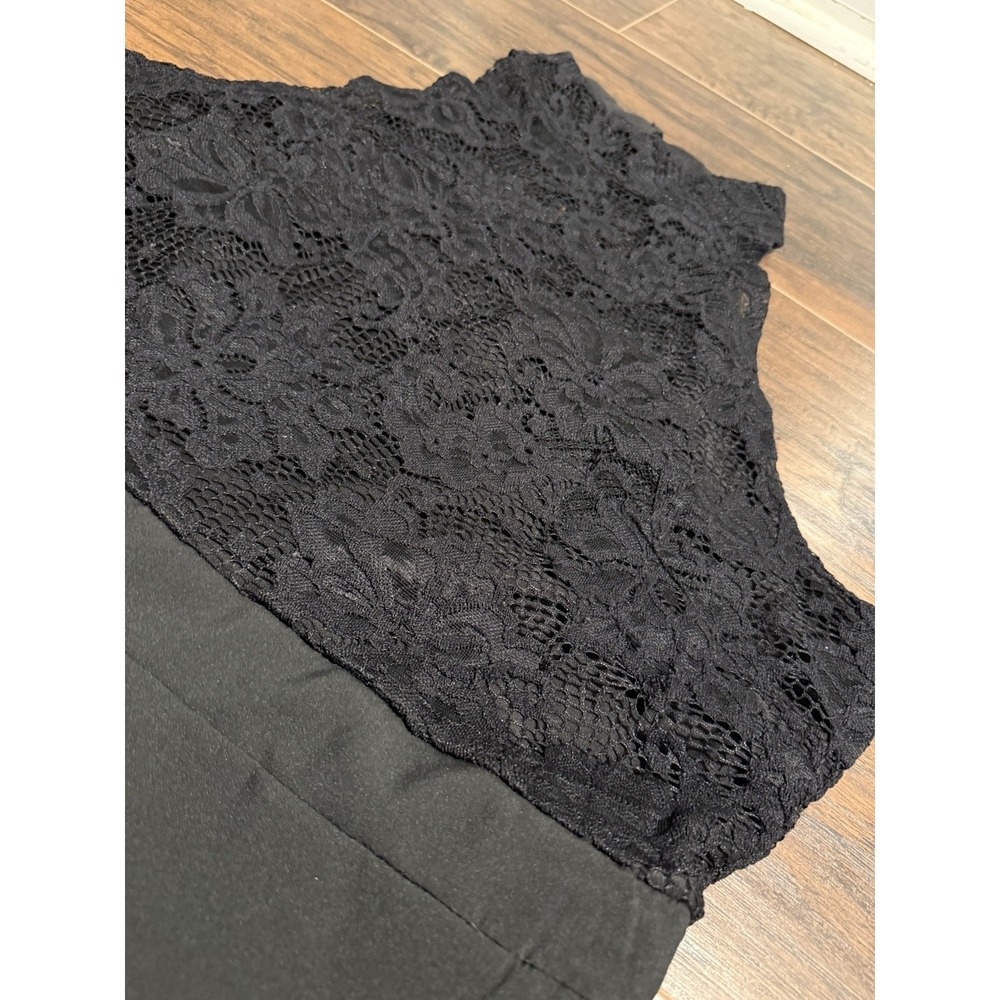 Black Lace High Neck Fit & Flare Cocktail Dress Sleeveless Party Formal ALine 2X - Picture 4 of 8